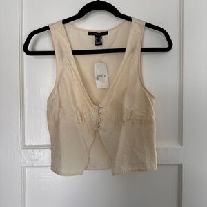 Forever 21 Cream Sleeveless Button Tank Top
